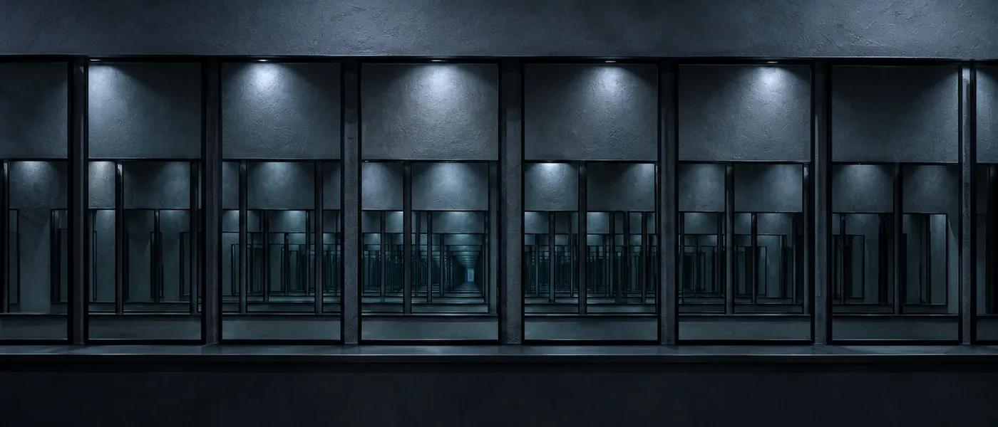 Rangée de miroirs de salon se reflétant à l'infini — coiffure, Var 83