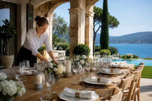 Service conciergerie table dressée villa prestige