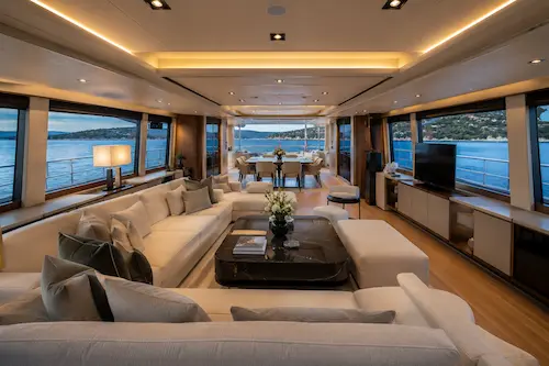Superyacht intérieur luxe brokerage Saint-Tropez