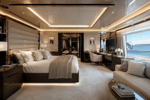 Intérieur cabine yacht de luxe