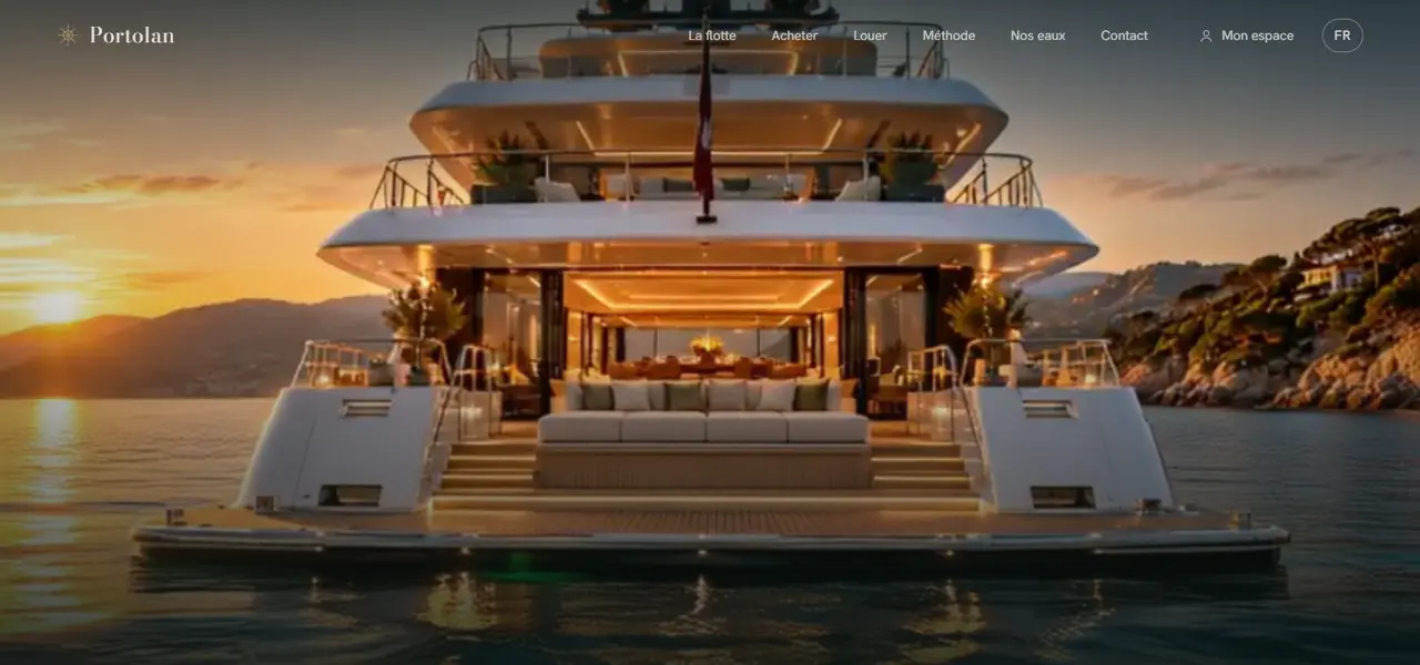 Création site internet broker yacht Saint-Tropez, Portolan : visite immersive d'un yacht de 50 mètres