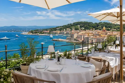 Terrasse restaurant vue mer Saint-Tropez