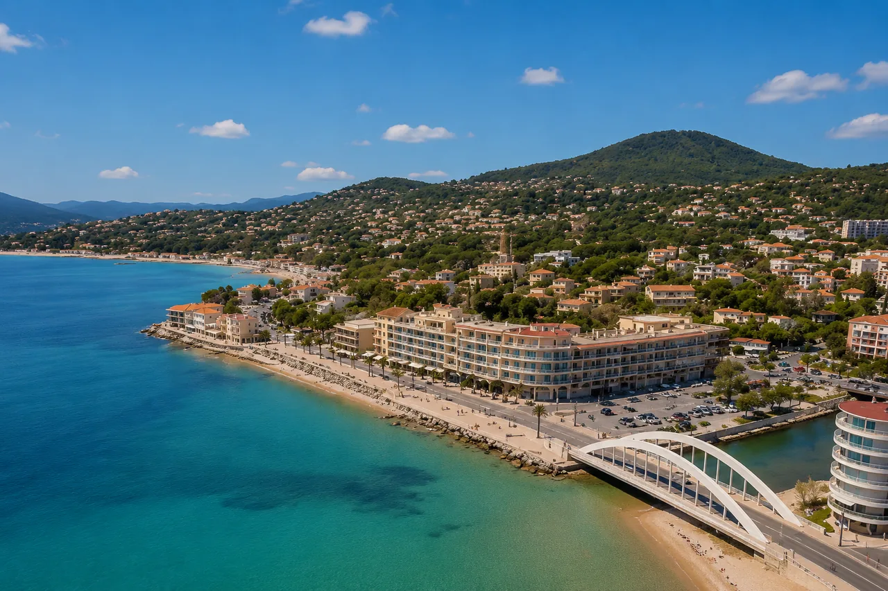 Vue panoramique de Sainte-Maxime — front de mer et Golfe de Saint-Tropez, Var 83