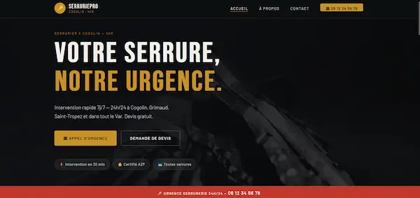 Site vitrine serrurier SerruriePro Cogolin